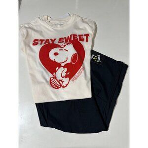Peanuts Girls Stay Sweet Tee 6/7 & Art Class Wide Leg Cargo Pant 6/7 NWT